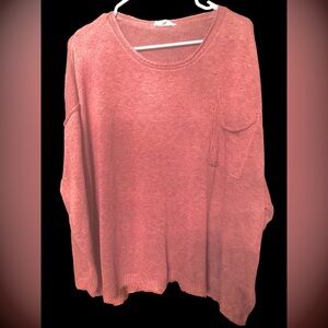 Easel 2x lightweight sweater. Raspberry color.